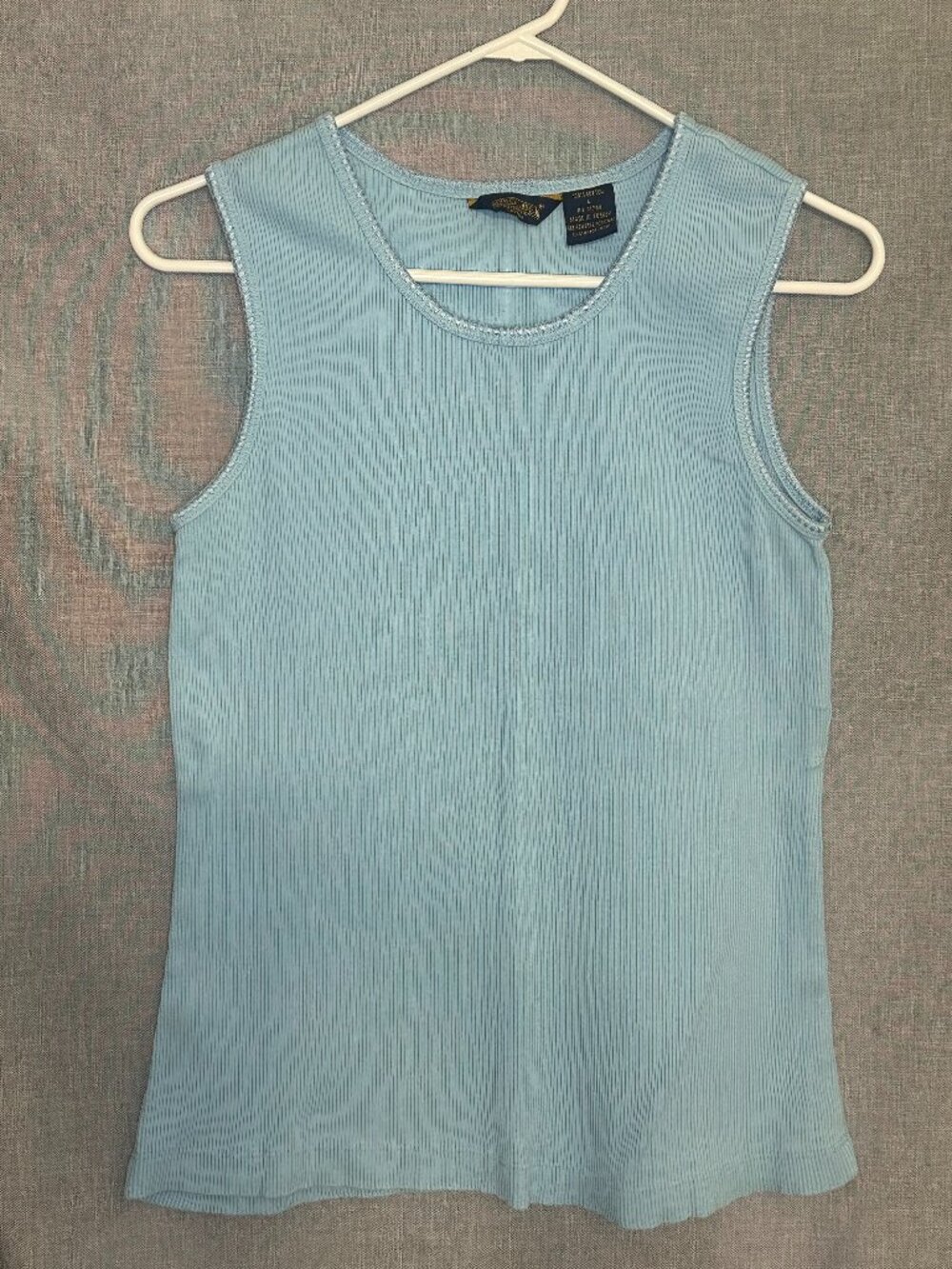 100% cotton Thick quality Material Ribbed Tank Top Shaver Lake light Blue Large